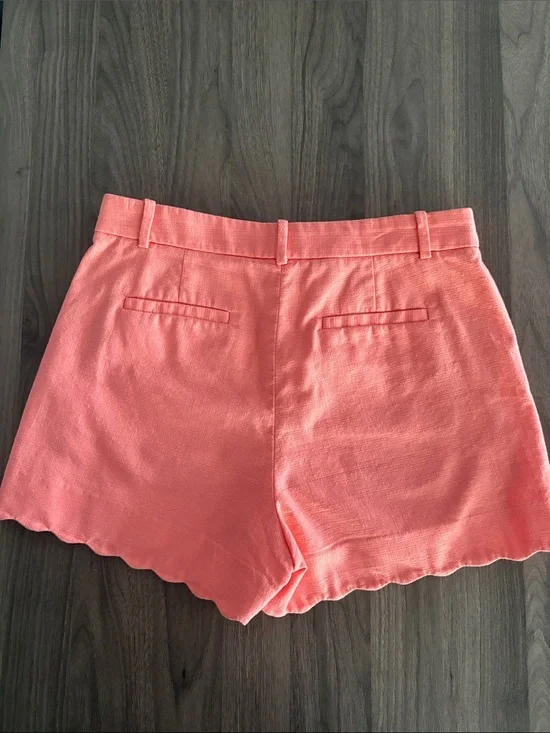 Women's Scallop Hem Coral Shorts | Cotton
