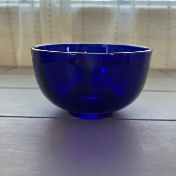 Cobalt Blue Glass Bowl Vintage Serving Decor Kitchen