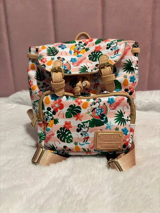 Disney Aulani Resort Loungefly Mickey Minnie Tropical Mini Drawstring Backpack