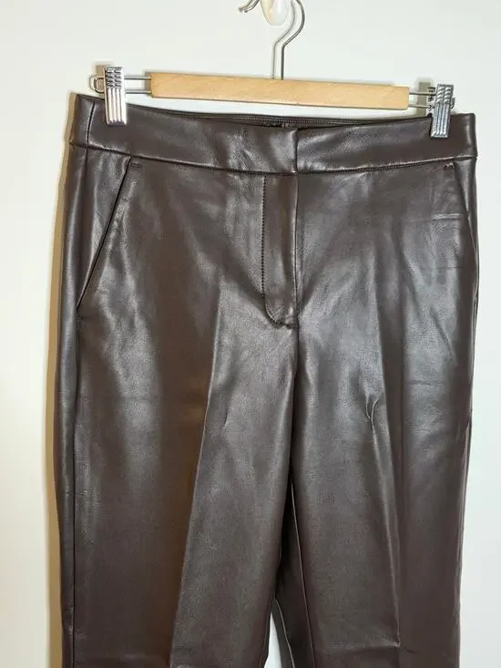 J Crew Kate straight-leg pant in faux leather‎ Women’s Brown Macchiato Size 6
