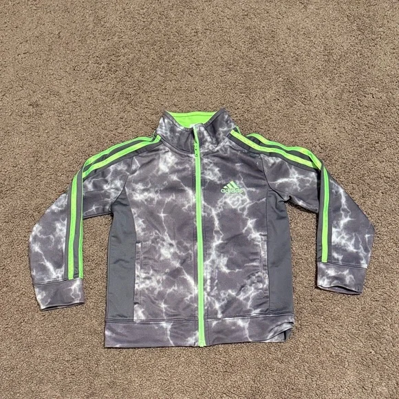 adidas Kids track jacket - Gray with Neon Green Accents