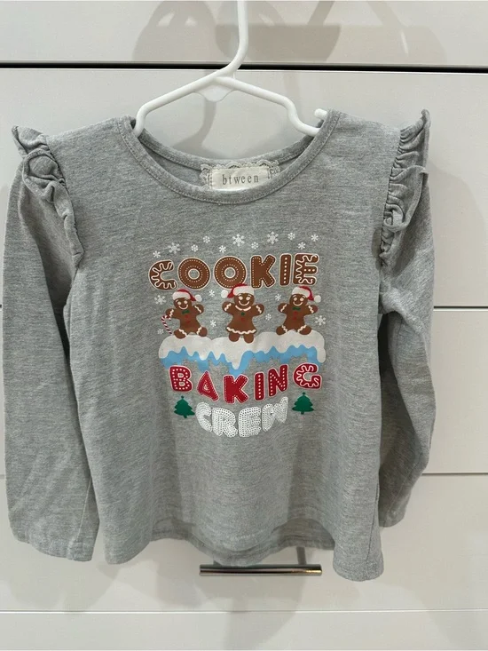Between Girls' Gray 'Cookie Baking Crew' Long Sleeve Top Size 6