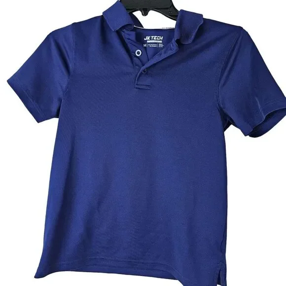 JK Tech Boys Navy Blue‎ Moisture Wicking Polo Shirt Size M School Uniform