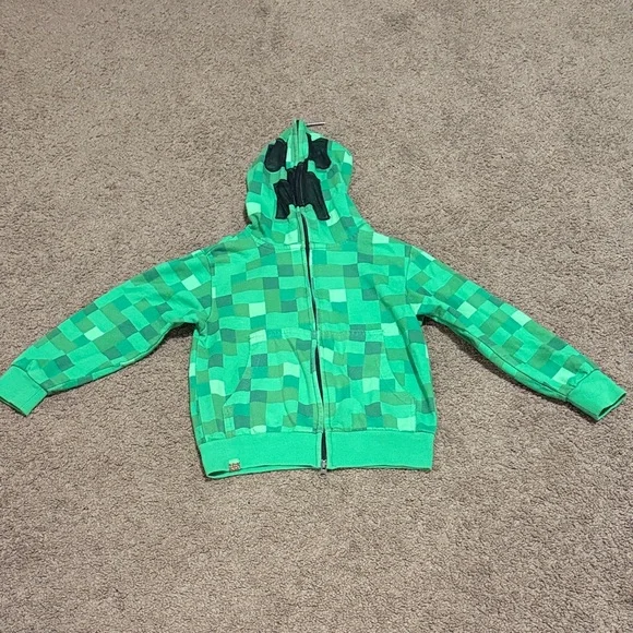 JINX Minecraft Kids Green Pixel Pattern Hoodie