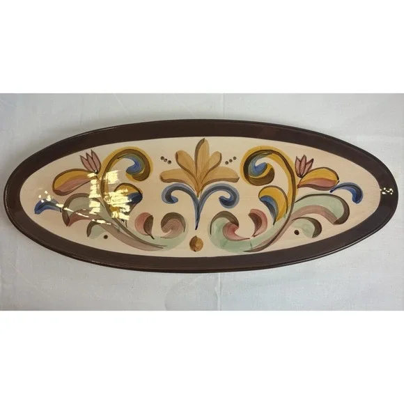 Vicki Carroll Ceramic Fish Platter Sil Vous Plait Magnolia Lane 17x6.5 Oval