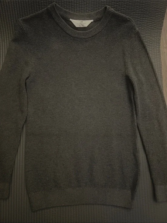 H&M Kids Gray Ribbed Crewneck Sweater