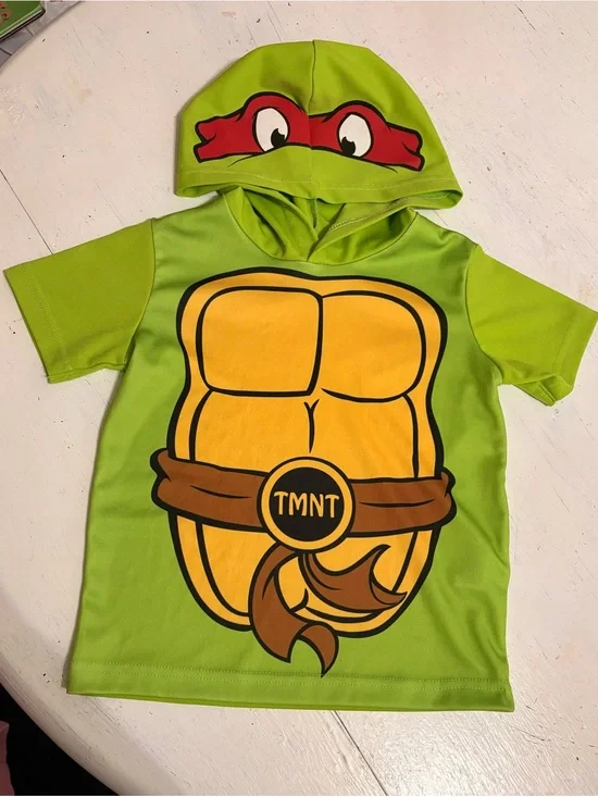 Teenage Mutant Ninja Turtles Green Raphael Hooded Kids Costume Shirt