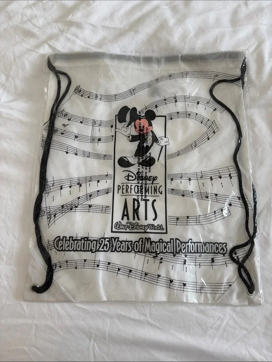 Disney Clear Drawstring Bag with Black Music Note Print