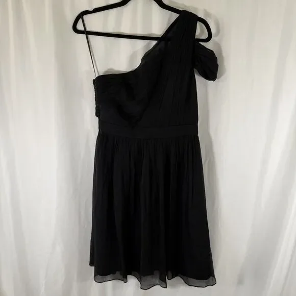 J. Crew Silk Knee Length Dress Women's 4 Black Side Zip Lightweight Sleeveless