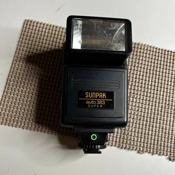 Sunpak Auto 383 Super External Flash Shoe Mount Tilting Swivel Head Black
