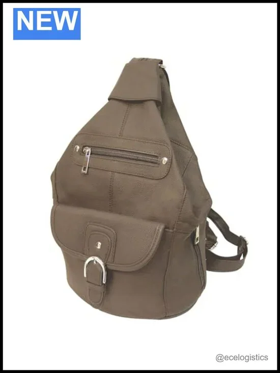 Genuine Leather Backpack Purse Sling Organizer with Adjustable Strap