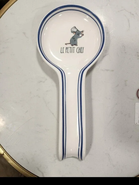 Rae Dunn White Ceramic Spoon Rest with Chef Mouse - DISNEY RATATOUILLE