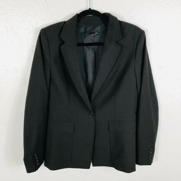 J Crew Blazer Brown 1 Button Lined Work Career