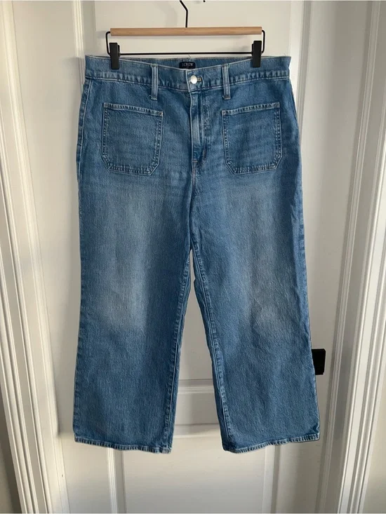 J.Crew Wide Leg Crop Jeans Women’s Size 31 High Rise Light Wash Denim