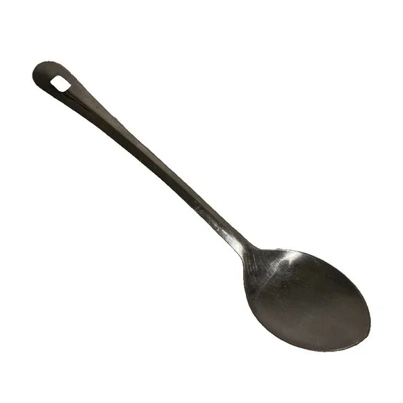 Large Serving Spoon Stainless Steel Silver Tone 13 Inch Long Handle Solid Spoon