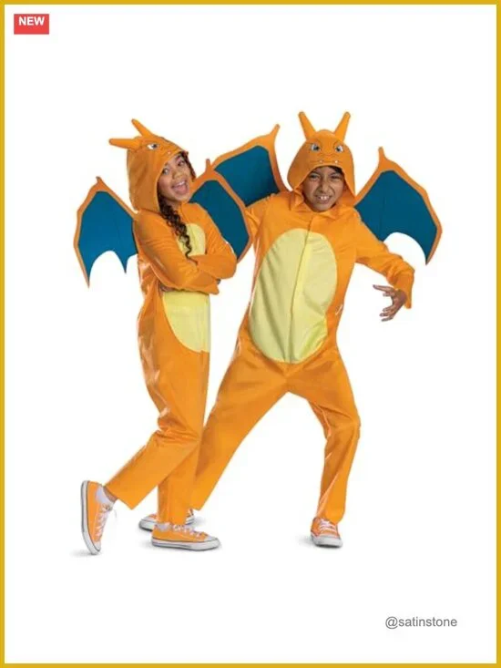 Kids Charizard Costume Hooded Jumpsuit Official Pokemon Cosplay Halloween