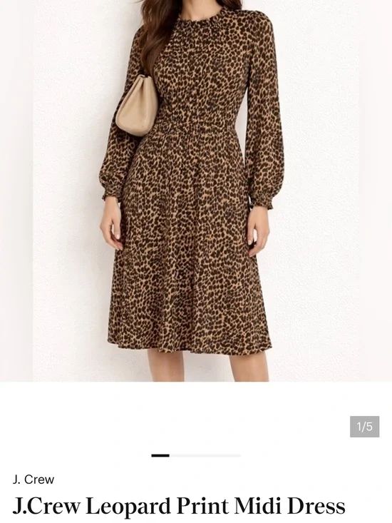 J.Crew Leopard-Print Midi Dress in Brown and Black