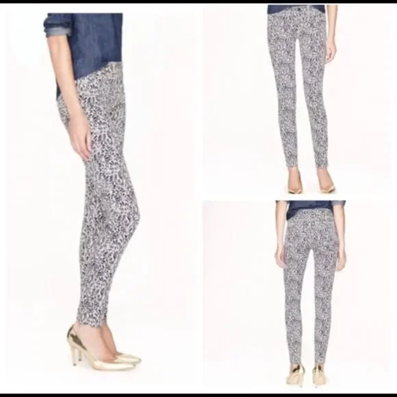 J. Crew Fern Print Mid-rise‎ Toothpick Jeans