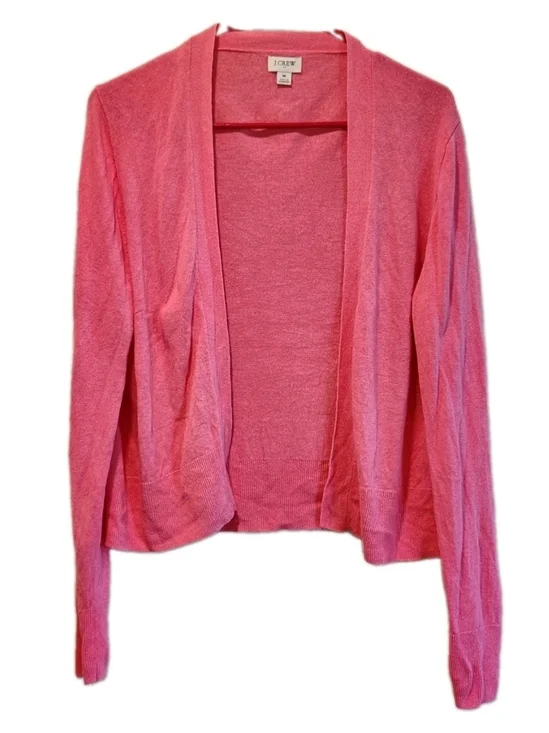 J. Crew Pink Open-Front Women's Cardigan Sweater Size M Linen Blend