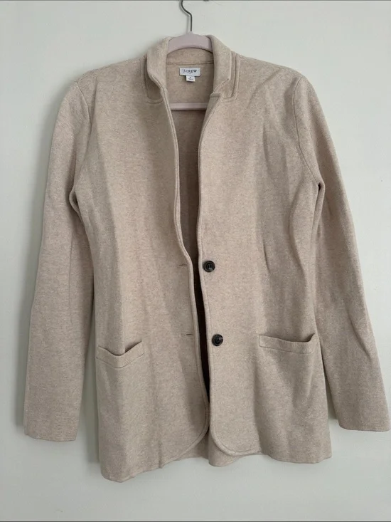 J. Crew Women's Beige Knit Blazer Jacket