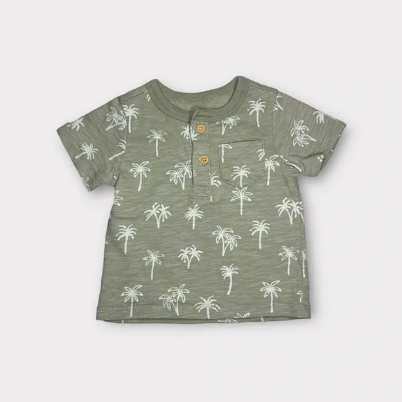 Little Co. By Lauren Conrad Palm Tree Pattern Pale Green Organic Shirt