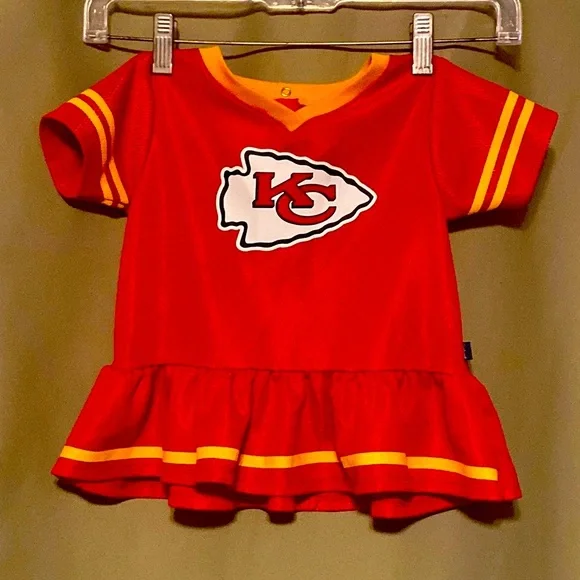 Kansas City Chiefs NFL Team Apparel Gerber Red and Yellow Kids Peplum Jersey 18M