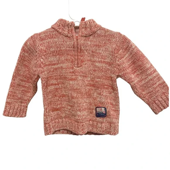 Lapierre Collection Quarter Zip Marled Orange Baby Sweater Knit Pullover 20m