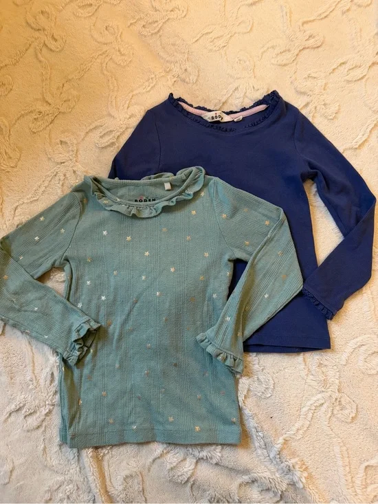 Mini Boden Navy & Seafoam Green Long-Sleeve Tops
