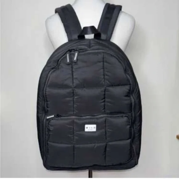 Wilo The Label Unisex Black Quilted Puffer Backpack