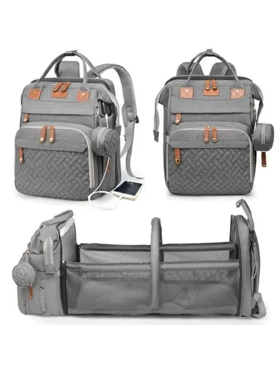 Diaper Bag Backpack with Changing Station USB Port Waterproof Large Capacity