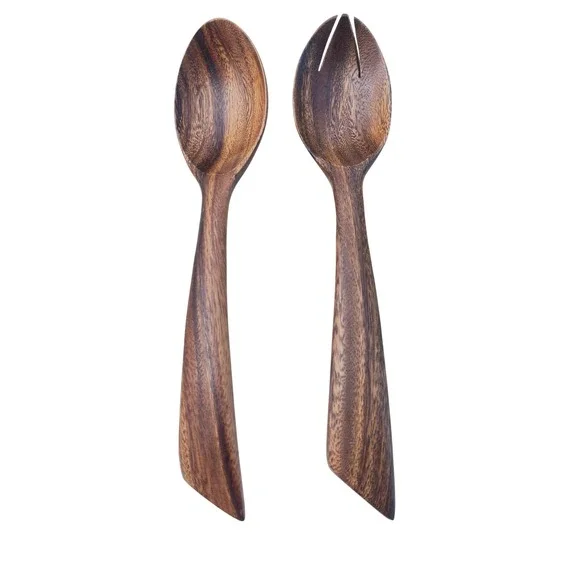Teak Wood Salad Servers MCM Serving Spoon Fork Set Mid‎ Century Modern 12