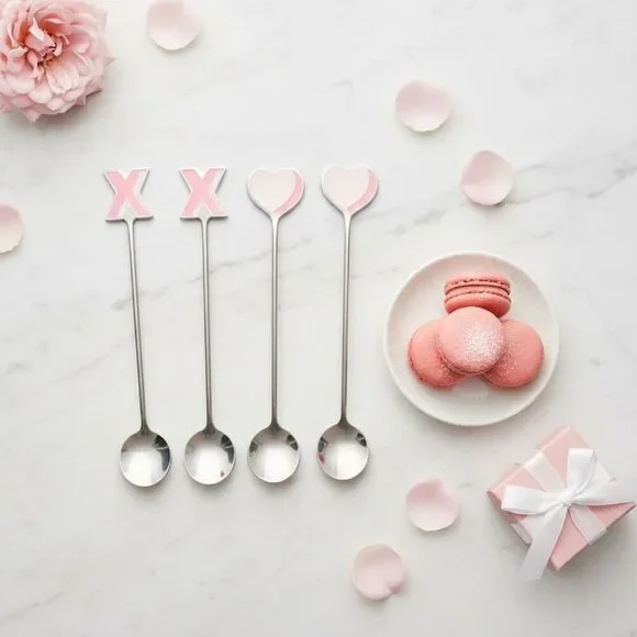 Anthropologie Valentine's Day XOXO Teaspoons, Set of 4 NWT