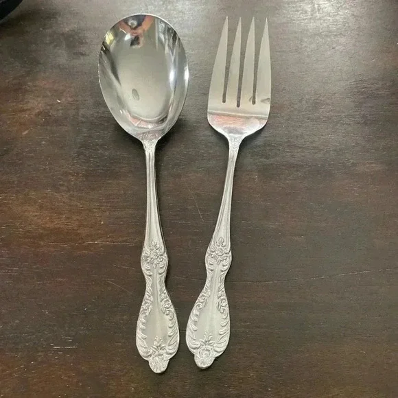 Stainless‎ Steel Serving Set Fork Spoon 9 inch Made in Japan