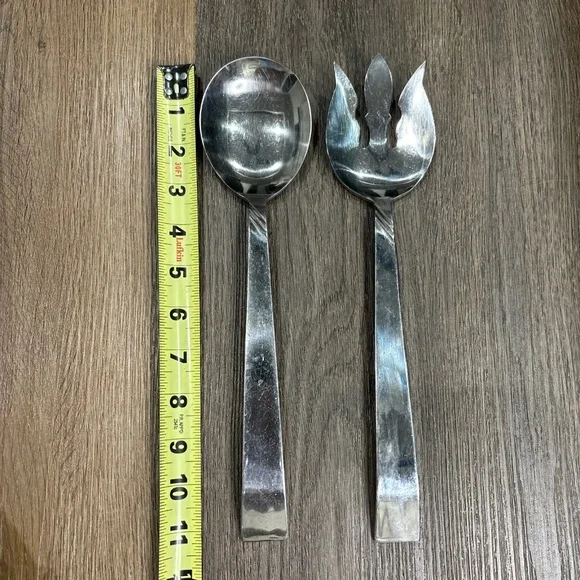 Kaysons Japan Large Salad‎ Fork & Spoon Serving Set Stainless 11 1/4