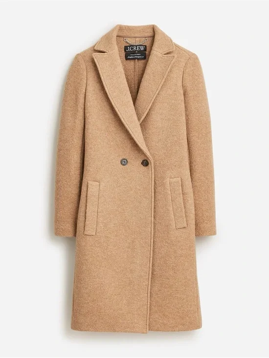 J. Crew Italian wool Camel Wool-Blend Double-Breasted Peacoat