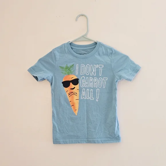Wonder Nation XS Blue Tee with Cool Carrot Design