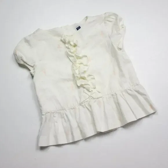 Janie and Jack Top Girls Size 2T Cream Ballerina Skirted Short Sleeve