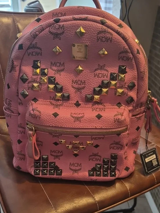 MCM Pink Leather Backpack