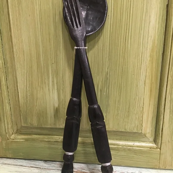 Sophisticated Black Handcarved Artisan Wooden Serving Set Decor Serveware