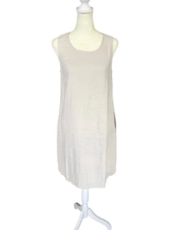J. Crew women's linen blend sleeveless tank knee length shift dress size 2