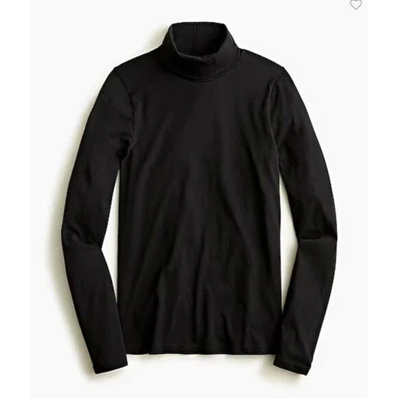 J.CREW Women’s Black Cotton Knit Tissue turtleneck Long Sleeve Top Size M