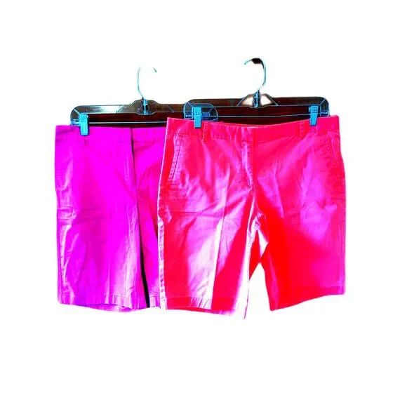 2 J Crew Bermuda Shorts City Fit Tangerine Barbiecore Pink Sz 8 Preppy Coquette