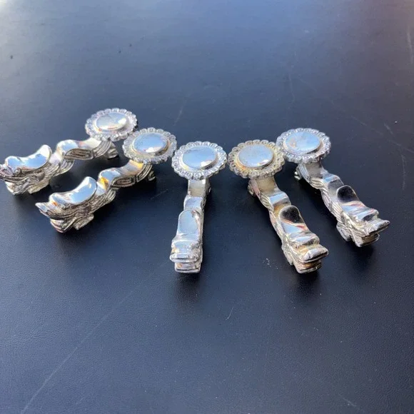 Vintage Chinese Dragon Set of 5 Silver Plated‎ Spoon Holders Rest