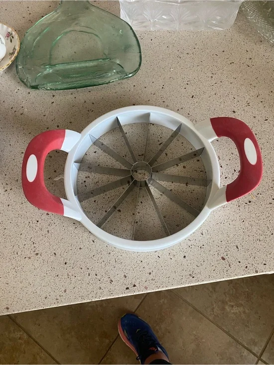 White and Red Multi-Blade Fruit Slicer - Brand Unspecified