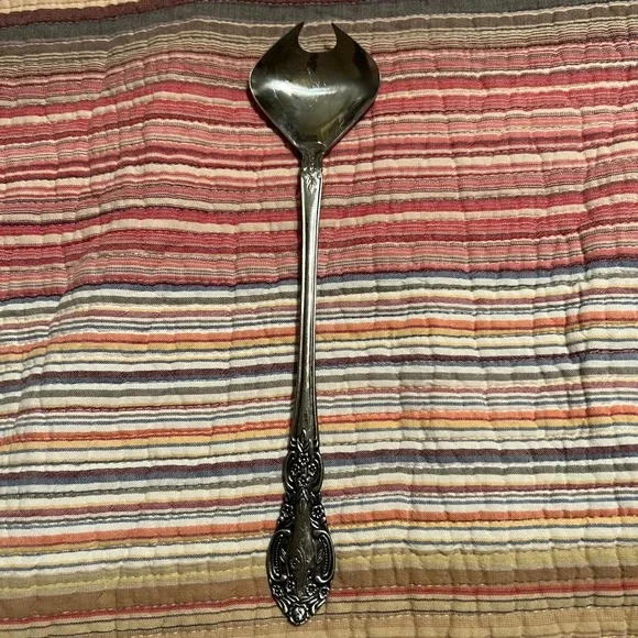 Vintage Springtime Stainless Japan Serving Spoon‎ Ladle Unique Cut Out Serving