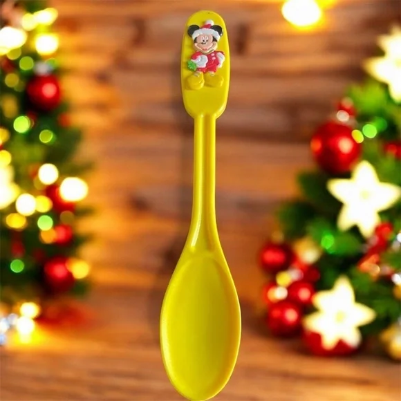 Vintage Disney Mickey Mouse Christmas Yellow Souvenir 9” Collectible Spoon