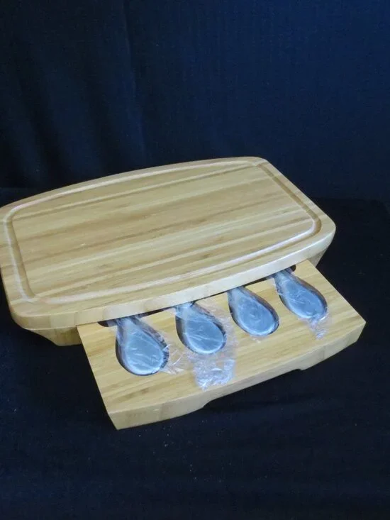 NEW Mettor Bamboo Cutting Block Set Cheese & Fruit Natural Bamboo Serving Ware