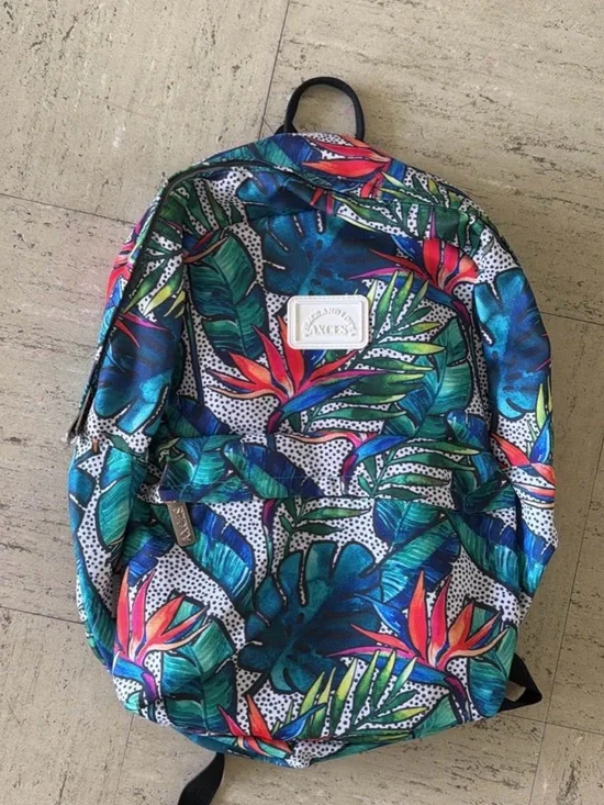 AXCES Tropical Leaf Print Backpack Pre Owned