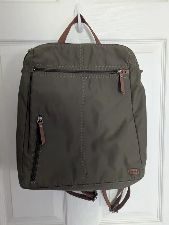 The Sak Green Womens Esperato Nylon Backpack Purse