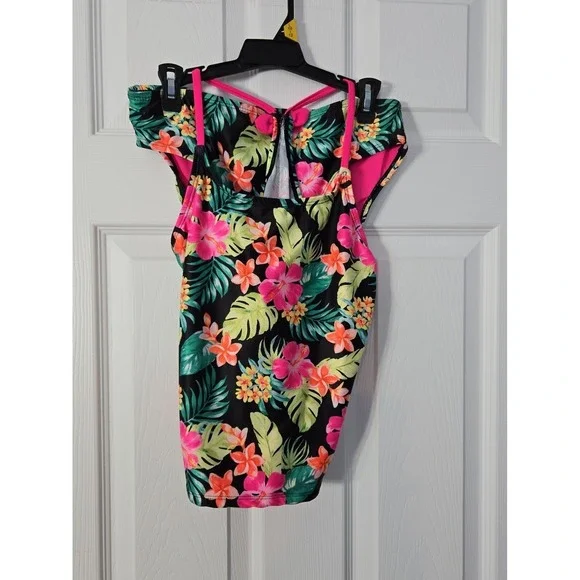 Wonder Nation Girls New 2 Piece Bathing Suit has Cami Top. Plus Size L. (10/12)